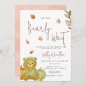 グリーンカボチャ我々は赤ちゃんシャワーを待つことができる 招待状 (正面/裏面)