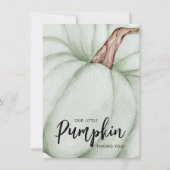 グリーンカボチャ秋ベビーシャワーフラット サンキューカード (正面)