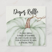 グリーンカボチャ赤ちゃんシャワーおむつラッフル エンクロージャーカード (正面)