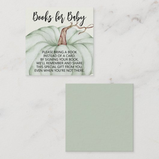 グリーンカボチャ赤ちゃんシャワーベビー エンクロージャーカード (正面/裏面)