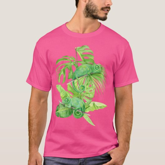 グリーンカメレオン付きカメレオン Tシャツ (正面)