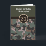 グリーンカモフラージュ21stバースデーカード カード<br><div class="desc">グリーンパーソナライズされたカモフラージュ21th誕生日カードは、簡単に受信者の名前でフロントをパーソナライズすることができる。中に読も欲しい誕生日メパーソナライズされたッセもしル。背面には緑色と無地の迷彩柄デザインが付いている。すべての写真を見て下さい。この緑パーソナライズされたの迷彩柄21歳の誕生日カードは、息子ユニーク、ゴッドソン、孫などのために記念に作る。</div>