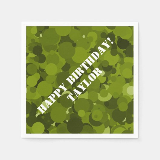 グリーンカモフラージュ スタンダードカクテルナプキン (正面)
