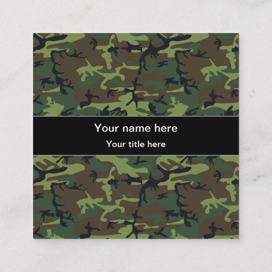 グリーンカモフラージュ、軍隊、陸軍 スクエア名刺 (裏面)