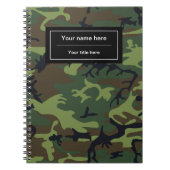 グリーンカモフラージュ、軍隊、陸軍 ノートブック (正面)