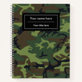 グリーンカモフラージュ、軍隊、陸軍 ノートブック (正面)