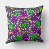 グリーンカラフルイエローパープルマンダラ装飾用クッション クッション (裏面)