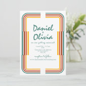 グリーンカラフルイラストレーションフォト結婚招待状 招待状 (スタンド正面)