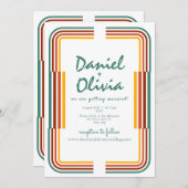 グリーンカラフルイラストレーションQR結婚式招待状 招待状 (正面/裏面)