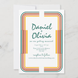 グリーンカラフルイラストレーションQR結婚式招待状 招待状