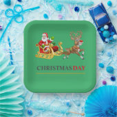グリーンカラフルクリスマスデイ9インチスクエア紙プレート ペーパープレート (パーティー)