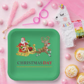 グリーンカラフルクリスマスデイ9インチスクエア紙プレート ペーパープレート (パーティー)