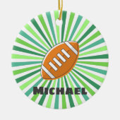 グリーンカラフルサンライトサッカーパーソナライズされたチーム セラミックオーナメント (正面)