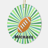 グリーンカラフルサンライトサッカーパーソナライズされたチーム セラミックオーナメント (左)