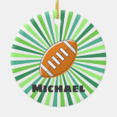 グリーンカラフルサンライトサッカーパーソナライズされたチーム セラミックオーナメント (裏面)