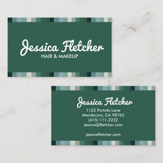 グリーンカラフルストライプミニマル 名刺 (正面/裏面)