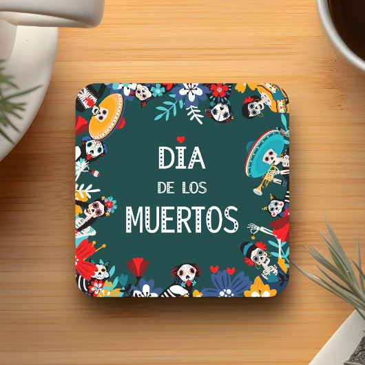 グリーンカラフルディアデロスミュートスサークル スクエアペーパーコースター