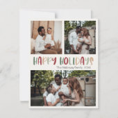 グリーンカラフルハッピーホリデーはっきりした3枚の写真 シーズンカード (正面)