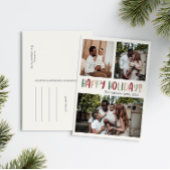 グリーンカラフルハッピーホリデーはっきりした3枚の写真 シーズンポストカード