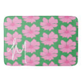 グリーンカラフルピンクフローラモダンモノグラムバスマ バスマット (正面)