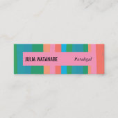 グリーンカラフルピンクミニマルストライプリスト スキニー名刺 (正面)