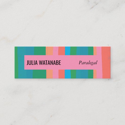 グリーンカラフルピンクミニマルストライプリスト スキニー名刺 (正面)
