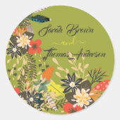 グリーンカラフルフローラボー ラウンドシール (正面)