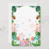 グリーンカラフルフローラ誕生日パーティーへの招待 招待状 (裏面)