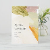 グリーンカラフルモダン抽象芸術ア結婚ート 招待状 (スタンド正面)