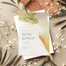 グリーンカラフルモダン抽象芸術ア結婚ート 招待状