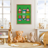 グリーンカラフル先生漫画鉛筆ポスター ポスター