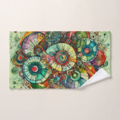 グリーンカラフル抽象芸術ドードルアートタオルセット バスタオルセット (ハンドタオル)