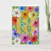 グリーンカラフル18パーソナライズされた番目の誕生日フローラ カード (正面)