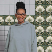 グリーンカラリリーバックスプラッシュレプロアールヌーボー タイル