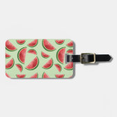 グリーンカラーのスイカ夏のフルーツ柄 ラゲッジタグ (正面横)