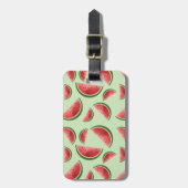 グリーンカラーのスイカ夏のフルーツ柄 ラゲッジタグ (正面縦)