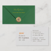 グリーンカラーのレター風デザイン 名刺 (正面/裏面)