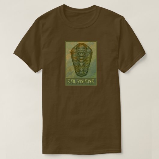 グリーンカラーの古風なCalymene+Trilobite Tシャツ (デザイン正面)