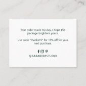 グリーンカラーシンプルモダンThank you Business Card 名刺 (裏面)