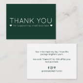 グリーンカラーシンプルモダンThank you Business Card 名刺 (正面/裏面)