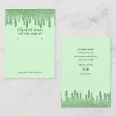 グリーンカラーテーマグリッタードロップジュエリー表示 コーリングカード (正面/裏面)