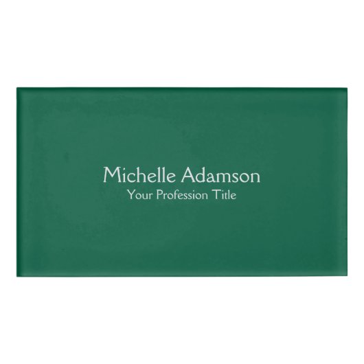 グリーンカラープロフェッショナルプレーンモダン 名札 (正面)