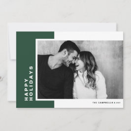 グリーンカラーモダンブロックハッピーホリデーズフォト シーズンカード