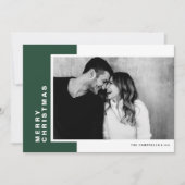 グリーンカラーモダンブロックメリークリスマスフォト シーズンカード (正面)