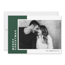 グリーンカラーモダンブロックメリークリスマスフォト