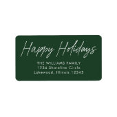 グリーンカリグラフィハッピーホリデーズ差出人住所 ラベル (正面)