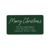 グリーンカリグラフィメリークリスマス差出人住所 ラベル (正面)
