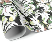 グリーンカリミントホワイトメタリックダマスクセイン ラッピングペーパー (ロールコーナー)