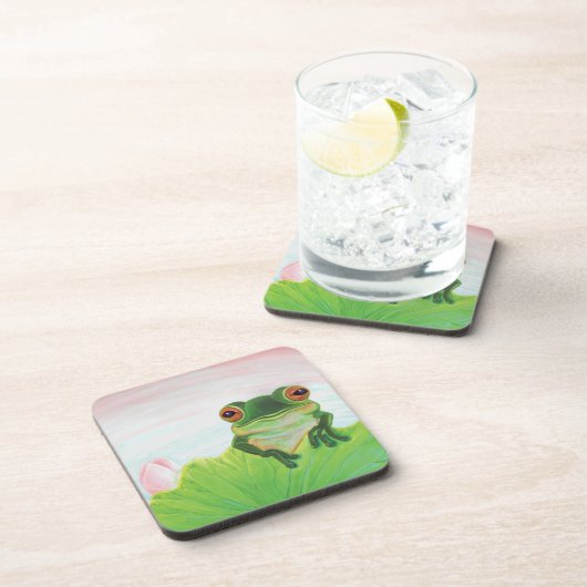 グリーンカリラックスエルはユリのパッドの安全に コースター (右側)