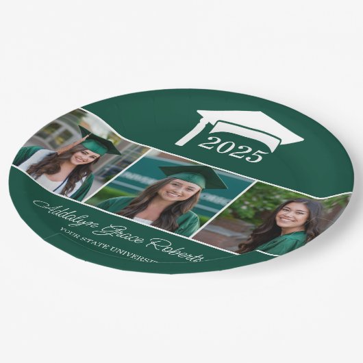 グリーンカレッジ大学3写真卒業 ペーパープレート (アングル)